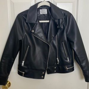 Zara Kids Black Moto Leather Jacket sz 11-12